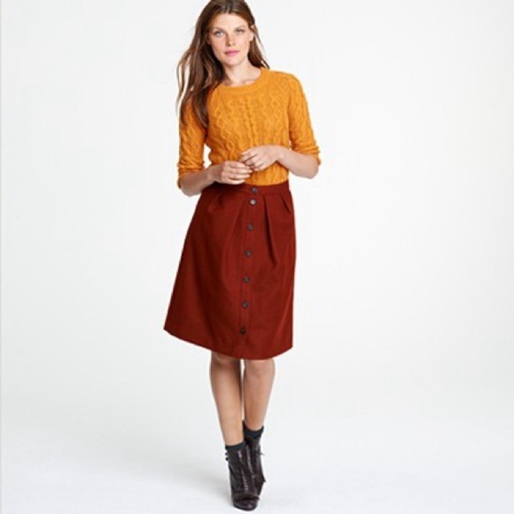 J. Crew Button Detail Skirt In Double Serge Wool Womens 2 - Picture 1 of 8